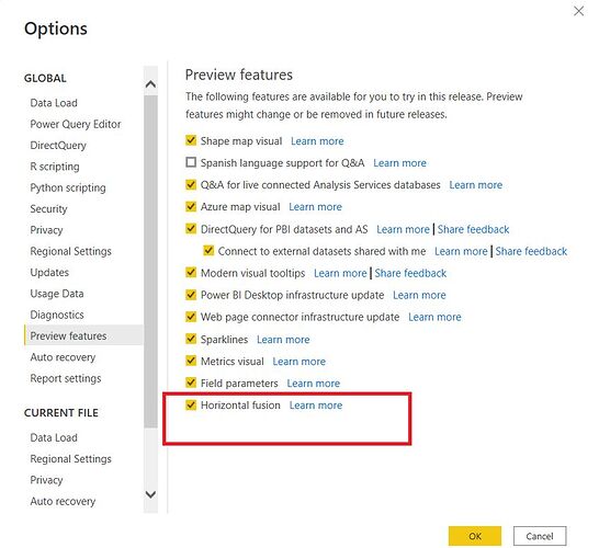 Horizontal Fusion PowerBI