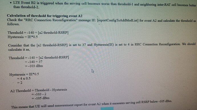 Calculation of threshold for triggering event A2