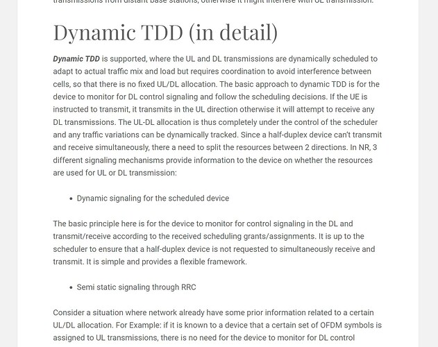 Dynamic Scheduling for a UE