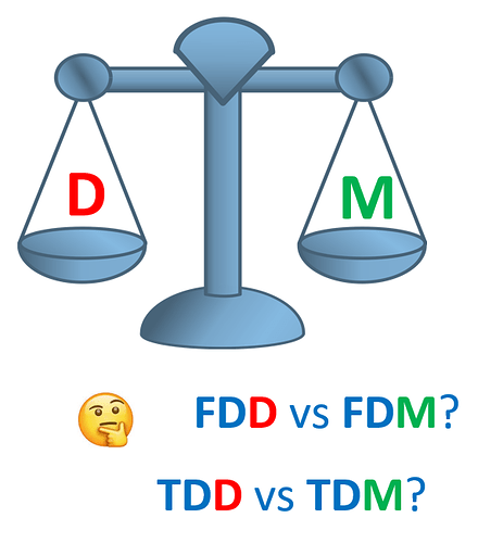 What is the difference between FDD and FDM? (Same for TDD and TDM)