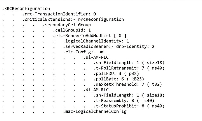 RLC (AM/UM) parameters values
