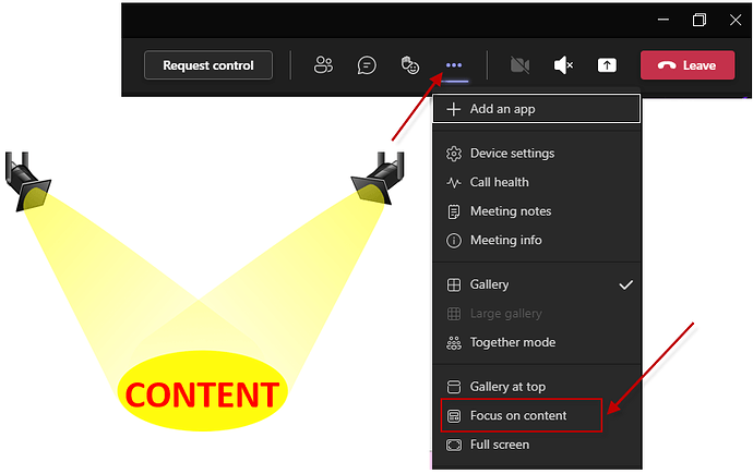 Set Focus on Content in a TEAMS Meeting