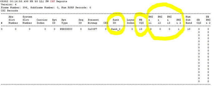 Example of RI/CQI/PMI report from UE in 5G