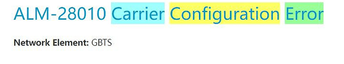Carrier Configuration Error alarm