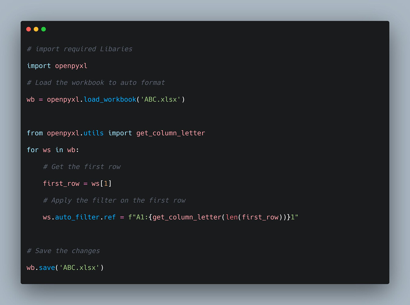 file filtering examples in python! - ai - telecomhall... Apply Filter (on all the sheets) of Excel File Using the Python ...
