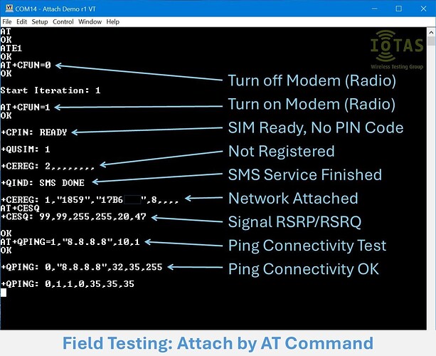 Field Testing: Talking to a CAT-M Modem: AT Commands Behind LTE Attach.