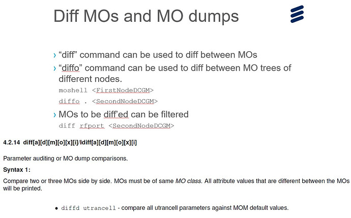 Moshell “diff” command