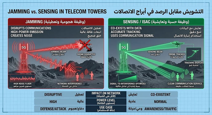 Sensing vs. Jamming in Telecommunications Towers