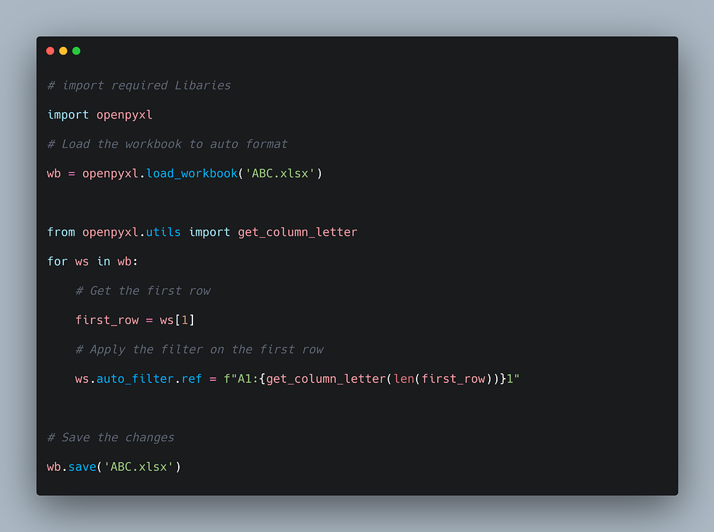 Python(Openpyxl) Tip-1:: Apply Filter on All Excel Sheets - AI ...