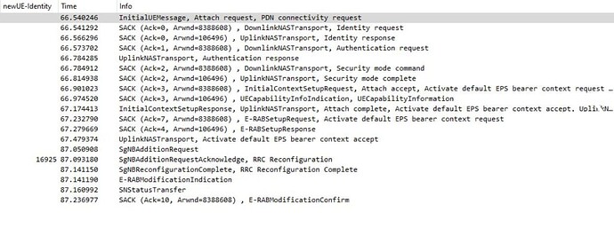 LTE side pcap snippet