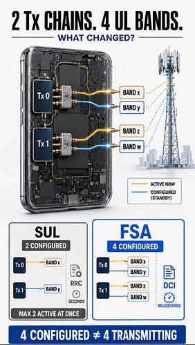 Your UE still has only 2 Tx chains. So where do the other 2 uplink carriers come from? 🤔