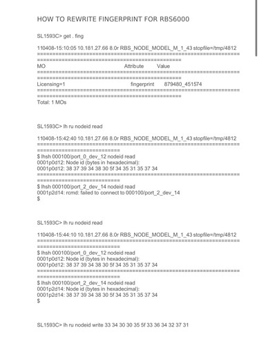 Rewrite fingerprint in Ericsson RBS6000