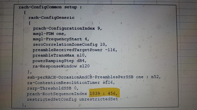 SIB1 RACH parameters