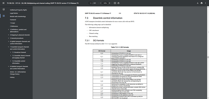 3GPP TS 38.212, section 7.3, DCI