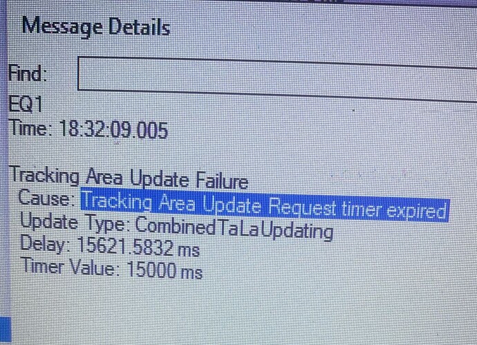 Solution for Tracking Area Update Request timer expired