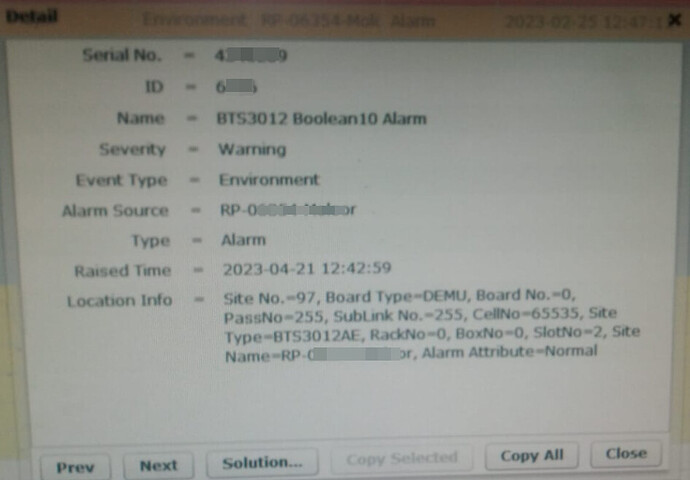 BTS3012 Boolean10 Alarm