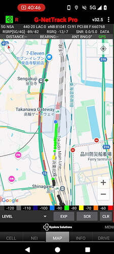 Live 5G Drive Test - LOCATION MAP