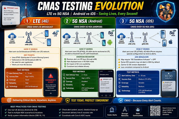 CMAS Testing in LTE vs 5G NSA