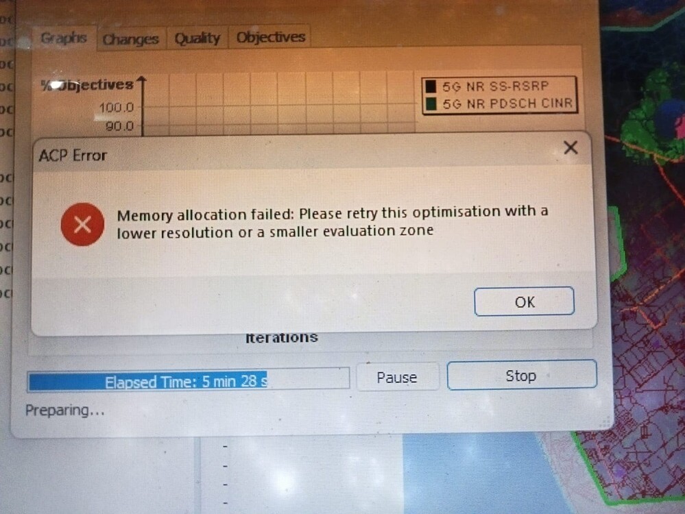 Memory allocation failure when trying automatic site planning RAN