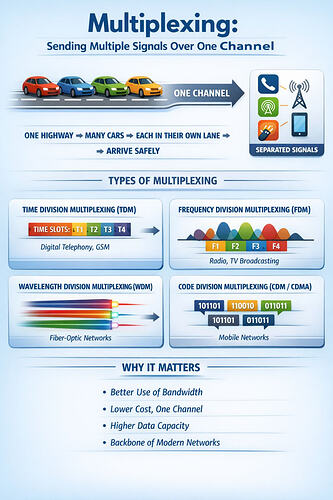 Multiplexing is basically a sharing trick in communication systems.