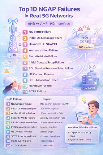 Top 10 NGAP Failures in Real 5G Networks (gNB ↔ AMF - N2 Interface)