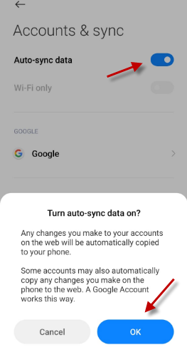 Google Contacts Sync not working in XIAOMI